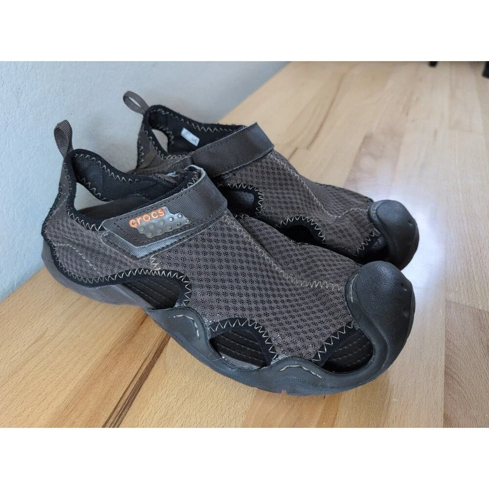 Crocs Swiftwater Mesh Sandals Mens Sz 11 Brown Fisherman Deck Water Shoes 15041